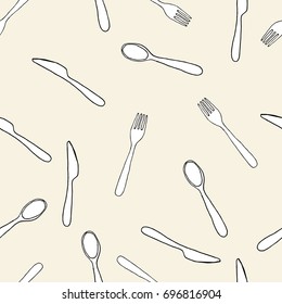 Cutlery vector pattern. Knives spoons and forks