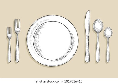 cutlery vector set. flatware table setting