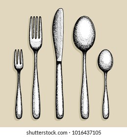 cutlery vector set. spoon fork and knife
