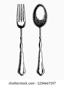 cutlery vector sketches. isolated objects.