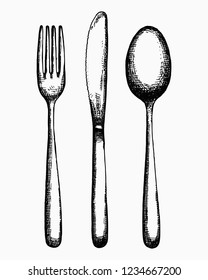 cutlery vector sketches. isolated objects.