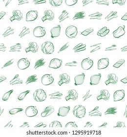 Cutlery and Vegetables set. Background for printing, design, web. Usable as icons. Seamless. Binary color.