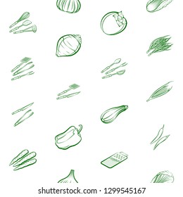 Cutlery and Vegetables set. Background for printing, design, web. Usable as icons. Seamless. Binary color.