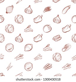 Cutlery and Vegetables set. Background for printing, design, web. Usable as icons. Seamless. Binary color.