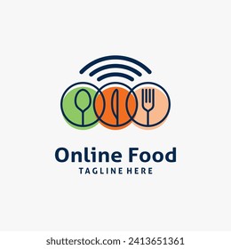 Cutlery and wireless for online food logo design