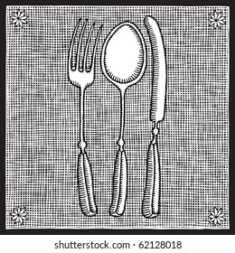 cutlery woodcut