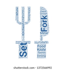 cutlery word cloud. tag cloud about cutlery