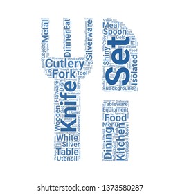 cutlery word cloud. tag cloud about cutlery