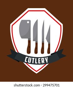 Cutleryn design over borwn background vector illustration