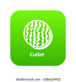Cutlet icon green vector isolated on white background