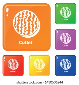 Cutlet icons set collection vector 6 color isolated on white background