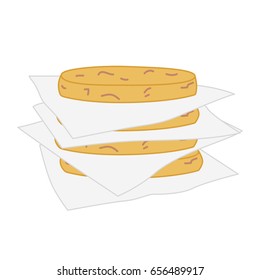 Cutlets packed with doilies, mandatory instruction, vector sign