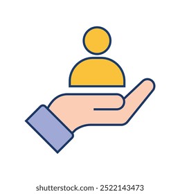 cutomer care hand on icon flat design vector design illustration isolated white background