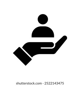 cutomer care hand on icon black vector design illustration isolated white background