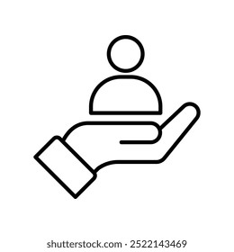 cutomer care hand on outlines icon vector design illustration isolated white background