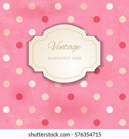 Cutout 3D figure frame on retro styled dotted background. Wedding invitation, greeting card or gift package vintage design template. Vector illustration
