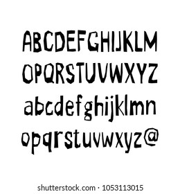 Cutout ABC - Latin alphabet. Unique handmade letters folk art ornament in scandinavian style. Vector illustration. Cut out by scissors from paper.