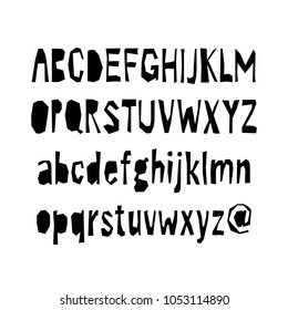 Cutout ABC - Latin alphabet. Unique handmade letters folk art ornament in scandinavian style. Vector illustration. Cut out by scissors from paper.