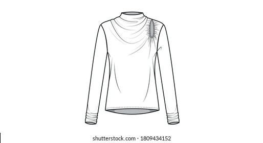 CUT-OUT BLOUSE with gathered cuffs