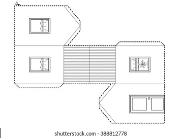 Cutout Coloring House Stock Vector (Royalty Free) 388812778 | Shutterstock