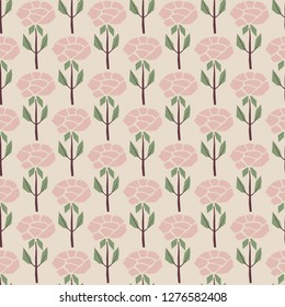Cutout flowers and floral elements seamless pattern. Scandinavian geometric abstract modern plants and leaves. Hand drawn graphic design for paper, textile, fabric, print.
