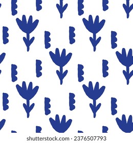 Cutout flowers minimalistic background. Seamless Pattern
