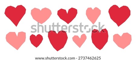 Cutout heart shapes collage vector abstract design elements for Valentine's day, wedding scrapbook stickers