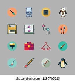 cutout icon set. vector set about briefcase, office chair, penguin and adjustment id icons set.