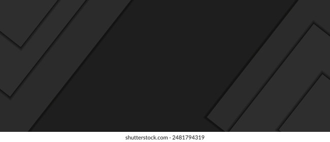 Cutout layers background in grey. Gray stripes with shadows texture. Black and grey cutout paper. Lined black background. Luxury 3d texture. Dark grey frame with copy space.