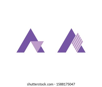 Cutout letter A logo templates on white background. Abstract logo designs.