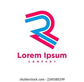 Cutout and linear modern letter r logo. Futuristic corporate identity logo, company graphic design.