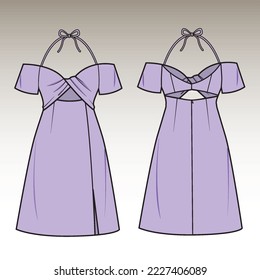 Cutout mini dress with tiny bow tie