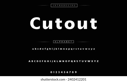 Cutout Modern Fett Font. Sans Serif Font. Regular Italic Uppercase Kleinschreibung Große Typografie Alphabet Schriftarten für Mode, Sport, Technologie, Digital, Film, Logo-Design, Vektorgrafik