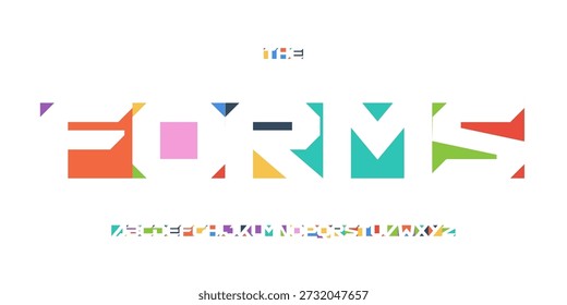 Cutout Negative Space Font Logo Alphabet Color Geometric Blocks Letter Set Modern Typography, Creative Typographic Design for Poster Headline, Type Symbol Logotype, Colorful Fonts. Vector Typeface