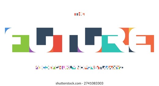 Cutout Negative Space Font Logo Alphabet Color Geometric Blocks Letter Set Modern Typography, Creative Typographic Design for Poster Headline, Future Art Logotype, Colorful Fonts. Vector Typeface