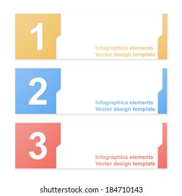 Cut-out numbered banners. Design template. Vector illustration.