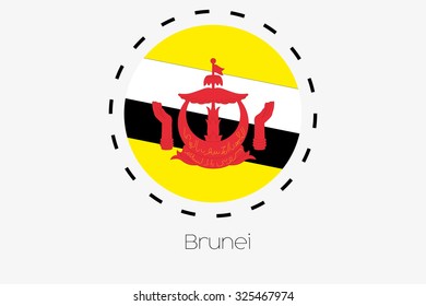 A Cutout Outline with the flag of Brunei