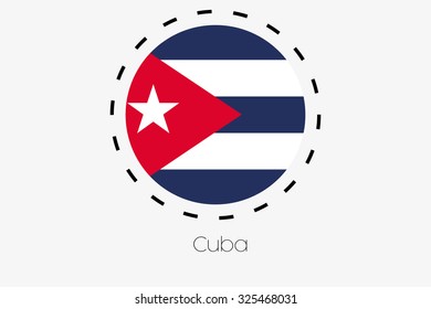 A Cutout Outline with the flag of Cuba