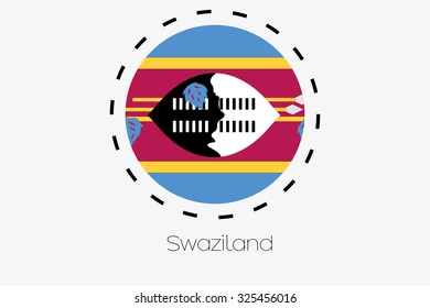 A Cutout Outline with the flag of Swaziland