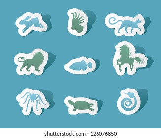 Cutout Paper Animal Silhouettes EPS 8 vector, no open shapes or paths.