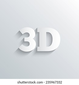 Cutout paper background. 3D sign icon. 3D New technology symbol. White poster with icon. Vector