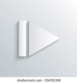 Cutout paper background. Arrow sign icon. Next button. Navigation symbol. White poster with icon. Vector