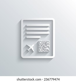 Cutout paper background. Boarding pass flight sign icon. Airport ticket symbol. White poster with icon. Vector