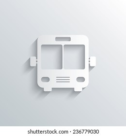 Cutout paper background. Bus sign icon. Public transport symbol. White poster with icon. Vector