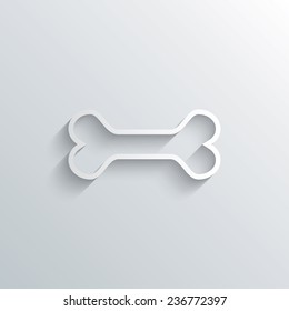 Cutout paper background. Dog bone sign icon. Pets food symbol. White poster with icon. Vector