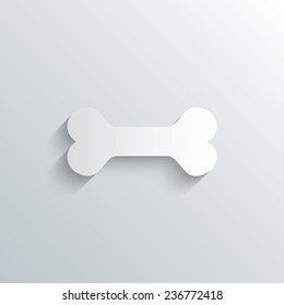Cutout paper background. Dog bone sign icon. Pets food symbol. White poster with icon. Vector
