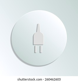 Cutout paper background. Electric plug sign icon. Power energy symbol. Lightning sign. White poster with icon. Vector
