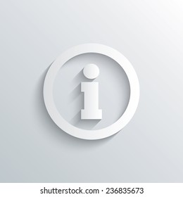 Cutout paper background. Information sign icon. Info symbol. White poster with icon. Vector