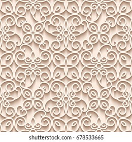 Cutout paper background, lace texture, vector seamless pattern in subtle color, eps10