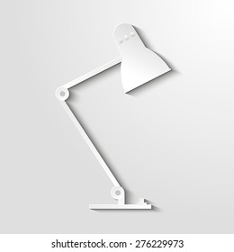 Cutout paper background. lamp sign icon. White poster with icon. Vector. eps 10